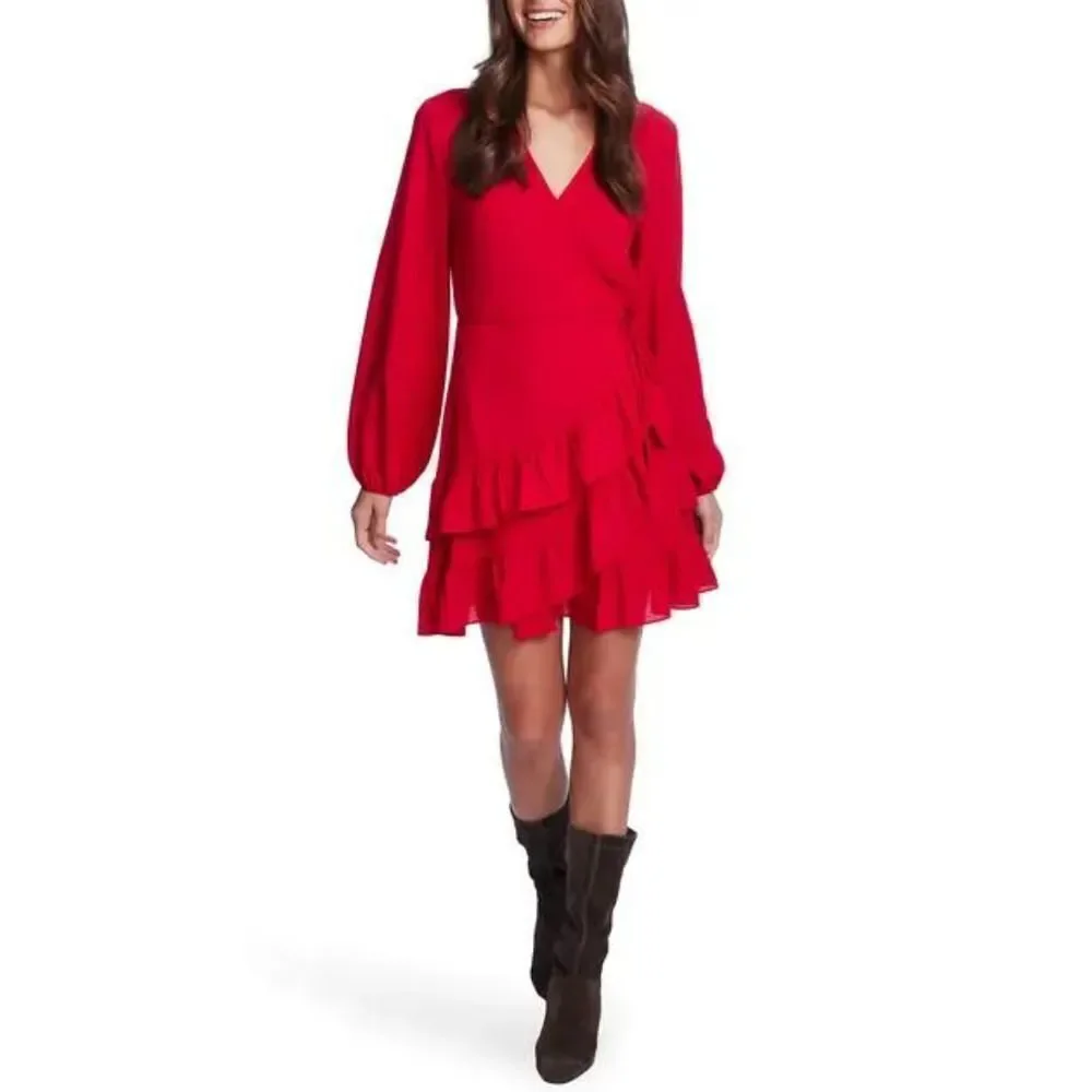 1. State Red Ruffle Mini Dress - Picture 1 of 16